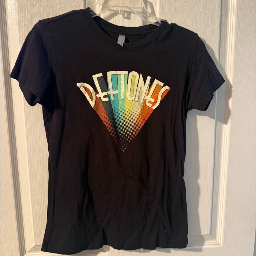 Deftones Next Level Apparel Black baby tee with Multicolor Graphic